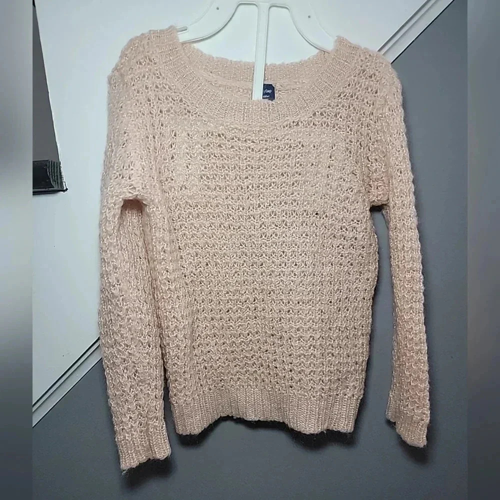 Baby Gap Girls Size 4T  Knit Top Sweaters Pink Beige Long Sleeve Wool And Mohair